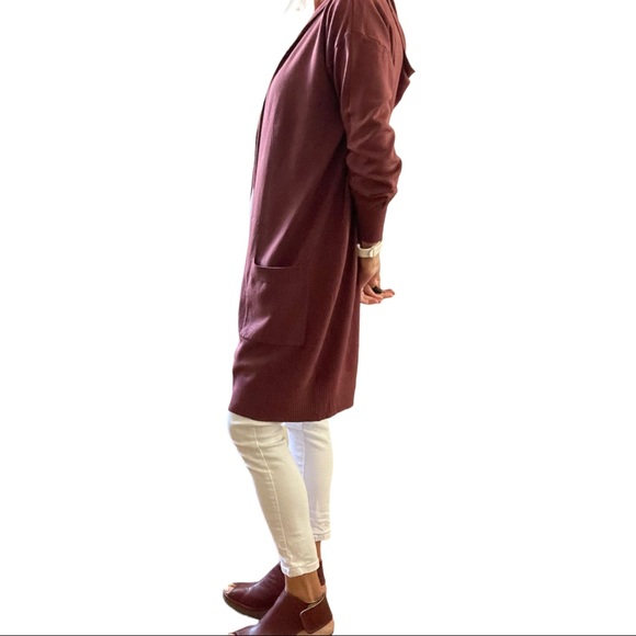 Luna Ivy Burgundy Knit Hooded Cardi S - Picture 4 of 6